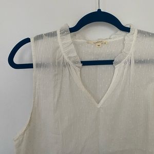 White Tank Top with Ruffle Trim